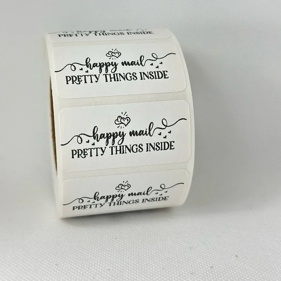 Happy mail sticker | pretty things inside sticker | shipping supplies 2in - Picture 3 of 6